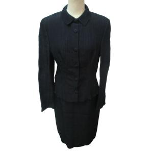 プリーツセットアップ スカートスーツ 冠婚葬祭 シルク ブラック 40 Mサイズ 0321 IBO48