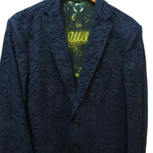 ETRO 3ピース セットアップ シングルスーツ ジャケット ジレ パンツ ベロア調 裏地総柄 50 ネイビー