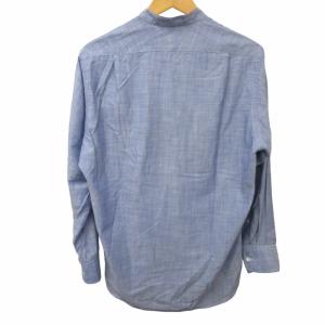 E.TAUTZ バンドカラーシャツ カジュアルシャツ 刺繍 長袖 青 ブルー Mサイズ 0313