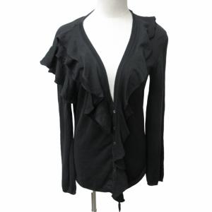 ROMA カーディガン ジャケット フリル イタリア製 黒 ブラック 44 約Lサイズ 0330 GY31