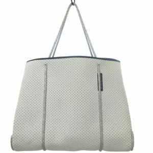 STATE OF ESCAPE 美品 キャリーオール CARRYALL トートバッグ パンチング ネオプレン ポーチ付き 大きいサイズ 白 ホワイト×シルバー