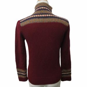 RALPH LAUREN ニット セーター 総柄 カシミヤ混 アルパカ混 ネックボタン ハイネック 長袖 赤 レッド Mサイズ 0325 GY31
