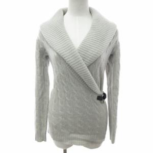 黒タグ カシミヤカーディガン ショールカラー ベルトデザイン グレー XSサイズ 0423 IBO50 AA