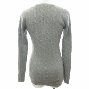 RALPH LAUREN ケーブルカーディガン セーター カシミヤ Vネック グレー XSサイズ 0420 IBO50 AA