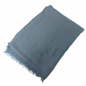 大判カシミヤストール マフラー Hジャガード ヘリンボーン柄 イタリア製 ブルー