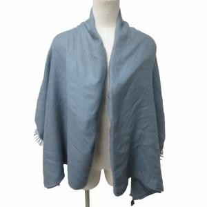 HERMES 大判カシミヤストール マフラー Hジャガード ヘリンボーン柄 イタリア製 ブルー