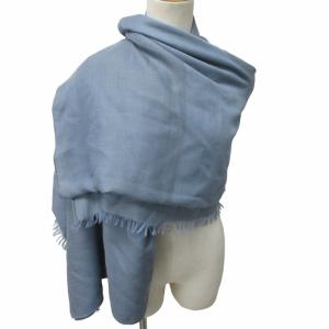 HERMES 大判カシミヤストール マフラー Hジャガード ヘリンボーン柄 イタリア製 ブルー