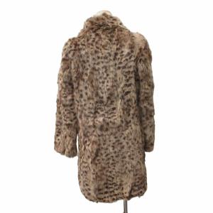 Lois CRAYON 美品 ラビットファー コート 毛皮 ジャケット ヒョウ柄 M 茶 ブラウン GY31 0405