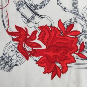 HERMES カレ140 CAVALCADOUR スカーフ カシシル 花柄 フランス製 レディース ホワイト系