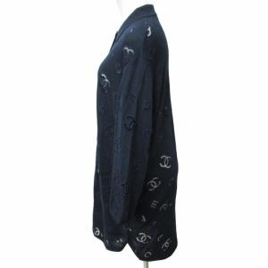 CHANEL 近年 シースルー ロングカーディガン ココマーク ネイビー 40 P62903K48503