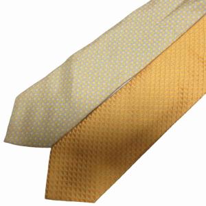 Salvatore Ferragamo シルクネクタイ レギュラータイ まとめて 4本 総柄 イタリア製 黄色系 茶 オレンジ 0607 IBO50