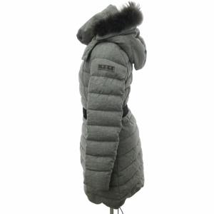 TATRAS ダウンコート ダウンジャケット ウール カシミヤ混 ウエストベルト ラクーンファー グレー 03 約Lサイズ 0422