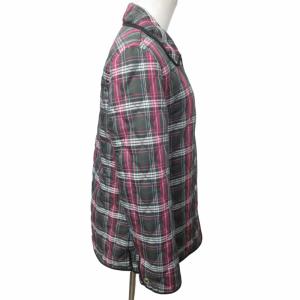 COACH 美品 キルティングコート 中綿ジャケット チェック柄 シルバーボタン グレー 緑系 ピンク 白 水色 XSサイズ 0421