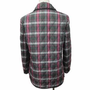 COACH 美品 キルティングコート 中綿ジャケット チェック柄 シルバーボタン グレー 緑系 ピンク 白 水色 XSサイズ 0421