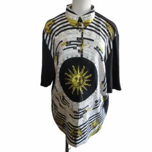 dies et hore ポロシャツ セリエボタン 総柄 マルチカラー