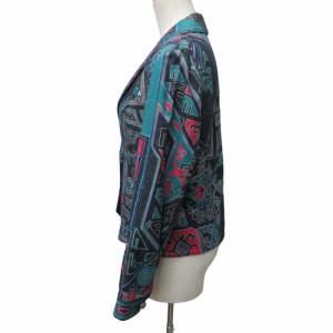 LEONARD 美品 テーラードジャケット ブレザー シルク 総柄 シルバーボタン 2B ブルー系 ピンク系 11AR 約Lサイズ 0424