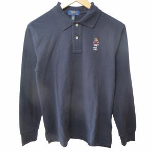 タグ付き 近年モデル ポロシャツ カットソー 長袖 ポロベア刺繍 鹿の子 紺 ネイビー 160