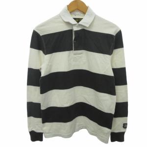 ラガーシャツ ポロシャツ ボーダー バイカラー 長袖 白 ホワイト グレー XSサイズ 0415 GY14