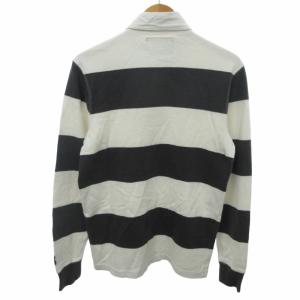 RUGBY RALPH LAUREN ラガーシャツ ポロシャツ ボーダー バイカラー 長袖 白 ホワイト グレー XSサイズ 0415 GY14