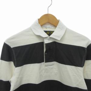 RUGBY RALPH LAUREN ラガーシャツ ポロシャツ ボーダー バイカラー 長袖 白 ホワイト グレー XSサイズ 0415 GY14