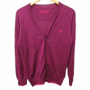 ウールカーディガン ジャケット ロゴ刺繍 紫 パープル 3 約M?Lサイズ 0424 GY14