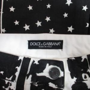 DOLCE&GABBANA ペイントデニム スキニージーンズ 星柄 ブランドプレート 黒 ブラック 白 ホワイト 36 約S-M相当 GY14 0510