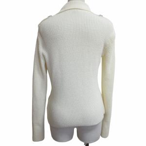 BURBERRY LONDON 美品 ワッフルカーディガン ニットジャケット ローゲージニット ロゴ金具 白 ホワイト 1 約S-M相当 GY14 0510