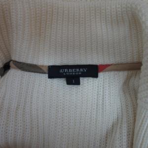BURBERRY LONDON 美品 ワッフルカーディガン ニットジャケット ローゲージニット ロゴ金具 白 ホワイト 1 約S-M相当 GY14 0510