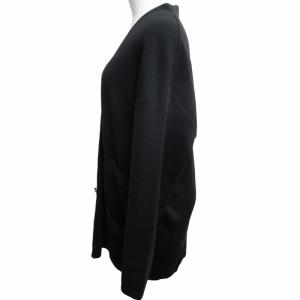 Salvatore Ferragamo 美品 ロングカーディガン ニット ウール ロゴ 金ボタン 黒 ブラック Mサイズ GY14 0507