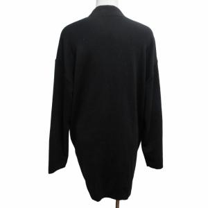 Salvatore Ferragamo 美品 ロングカーディガン ニット ウール ロゴ 金ボタン 黒 ブラック Mサイズ GY14 0507