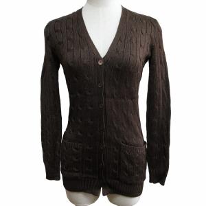 ブラックレーベル シルクカーディガン ケーブル編み リペア有 茶 ブラウン XS 0503 IBO50 AA