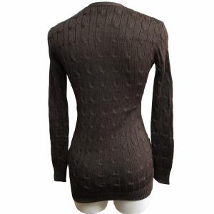 RALPH LAUREN ブラックレーベル シルクカーディガン ケーブル編み リペア有 茶 ブラウン XS 0503 IBO50 AA