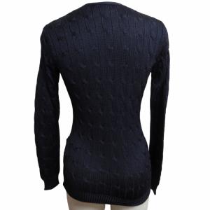 RALPH LAUREN ブラックレーベル シルクカーディガン ケーブル編み 長袖 ネイビー 紫 パープル系 XS 0503 IBO50 AA