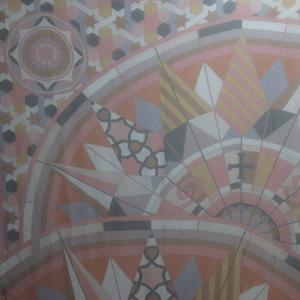 HERMES スカーフ ストール ショール シフォン シルク 総柄 レッド系