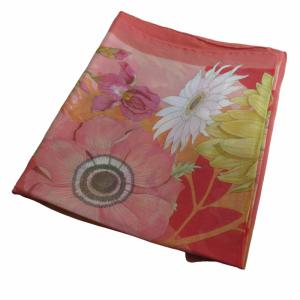 美品 スカーフ チーフ 総シルク 花柄 総柄 イタリア製 ピンク 0502 GY14