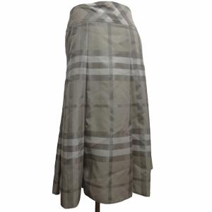 BURBERRY LONDON チェックスカート フレアスカート シルク混 FX360-044-40 ひざ丈 ベージュ 38 約Mサイズ 0513 GY14