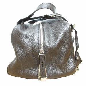 TOD'S ハンドバッグ ショルダーバッグ レザー シルバー金具 茶 ブラウン 0502GY14