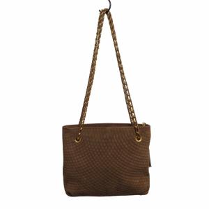 BALLY ショルダーバッグ ハンドバッグ キルティング スウェードレザー ステッチ ロゴ タッセル 茶色 ブラウン GY14 0502