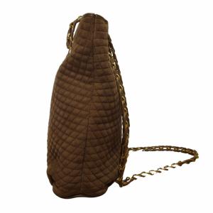 BALLY ショルダーバッグ ハンドバッグ キルティング スウェードレザー ステッチ ロゴ タッセル 茶色 ブラウン GY14 0502