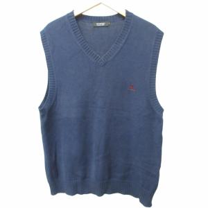 ニットベスト ワンポイントロゴ刺繍 Vネック ネイビー 3 約Lサイズ相当 0508