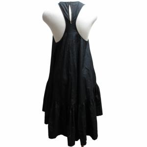 N°21 近年モデル ノースリーブ フリルワンピース コットンドレス ひざ丈 黒 ブラック 38 約Mサイズ 0518