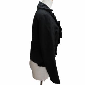 ISSEY MIYAKE ベルベットフリルジャケット ブレザー 1B IM61FD001 黒 ブラック 1 約Mサイズ 0515 IBO52