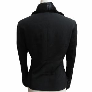 ISSEY MIYAKE ベルベットフリルジャケット ブレザー 1B IM61FD001 黒 ブラック 1 約Mサイズ 0515 IBO52