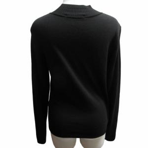 LEONARD FASHION ウールニット セーター 総柄 ビジュー装飾 シルク混 長袖 黒 ブラック XLサイズ 0517