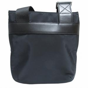 EMPORIO ARMANI ショルダーバッグ 斜め掛け ポーチ ロゴ レザー×ナイロン ブラック×ネイビー 黒×紺 0528 IBO52