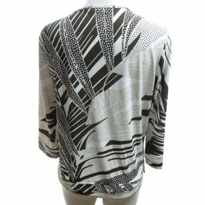 LEONARD SPORT 美品 総柄カットソー シャツ ブラウス 長袖 茶 ブラウン 42 約Lサイズ 0528 IBO52