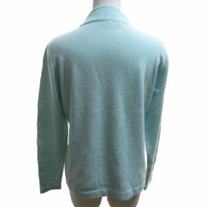 LEONARD SPORT ニット セーター カシシル ビジュー装飾 ロゴ刺? 長袖 水色 ブルー系 42 約L-XLサイズ 0531 IBO52