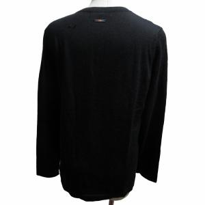 LEONARD SPORT ウールニット セーター ビジュー装飾 総柄 長袖 黒 ブラック 42 約L-XLサイズ 0528 IBO52