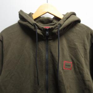 HUGO BOSS ジップアップパーカー フーディ 刺? 長袖 カーキ 緑系 Sサイズ 0526