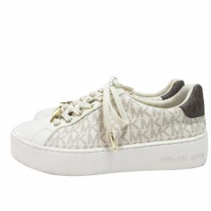 MICHAEL KORS スニーカー シューズ ロゴゴールド金具 総柄 白 ホワイト 6.5M 約23.5?p 0531